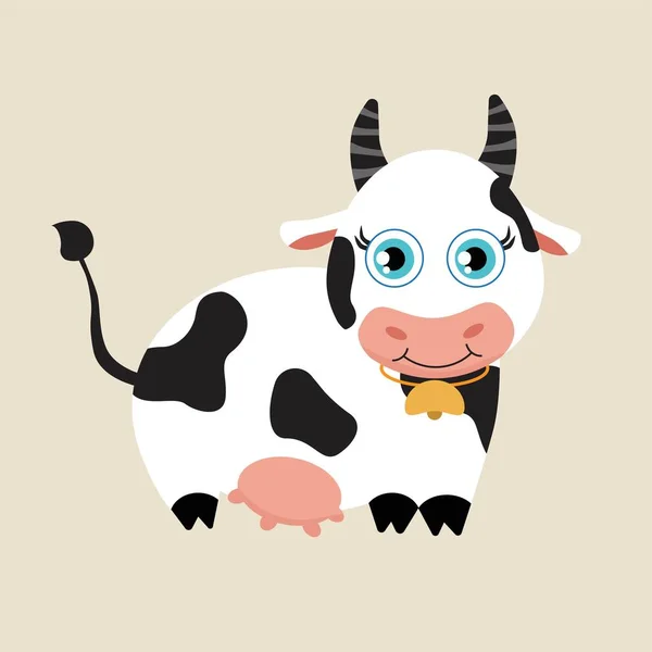 Imprimir Ilustración Vectorial Dibujada Mano Una Vaca Linda Ilustración Vectorial — Vector de stock