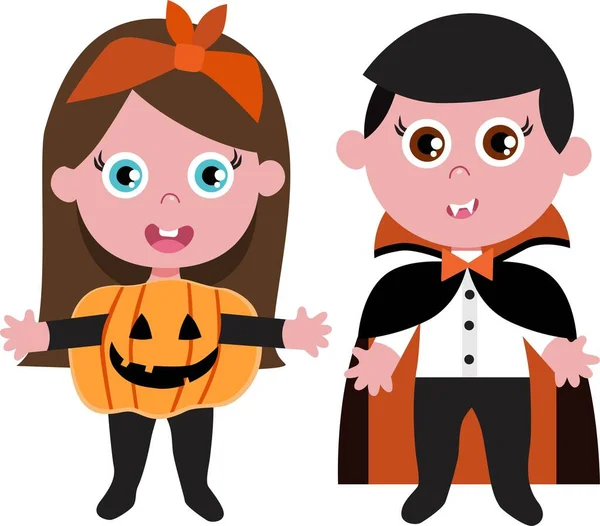 Print Hand Drawn Halloween Kid Collection Vector Illustration — Stock Vector