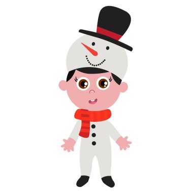 Sevimli bir çocuğun el çizimi vektör çizimi koleksiyonu, bayram kostümü. Vektör İllüstrasyonu.