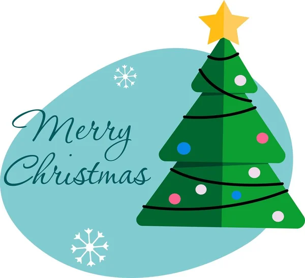 Imprimir Mão Desenhada Árvore Natal Cartão Decorativo Ilustração Vetorial — Vetor de Stock
