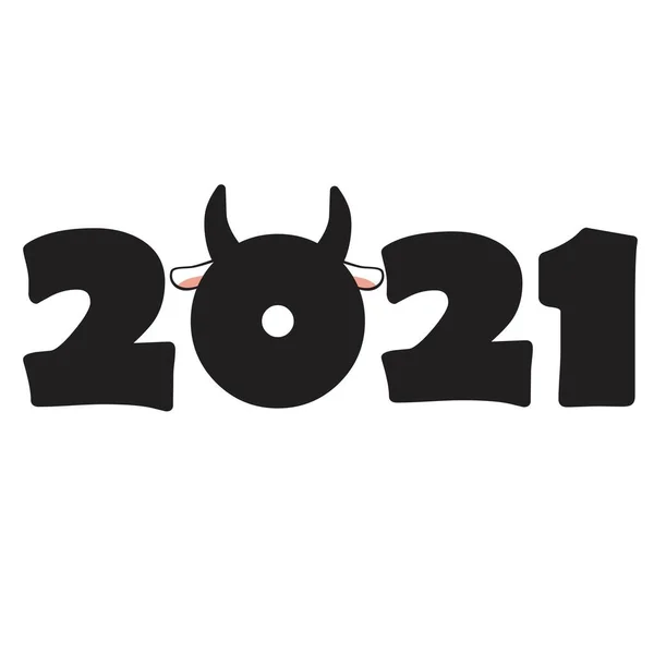 印有2021年新年数字和奶牛黑斑的印刷图案 奶牛皮的卡通质感 — 图库矢量图片