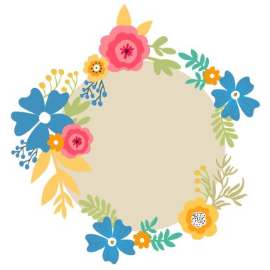 Kalp çiçek çerçevesini, vektör illüstrasyonunu yazdır