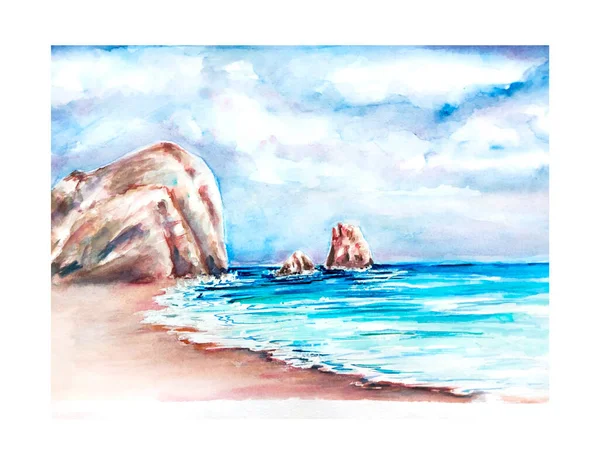 Aquarelle Peinture Aphrodite Lieu Naissance Illustration — Photo