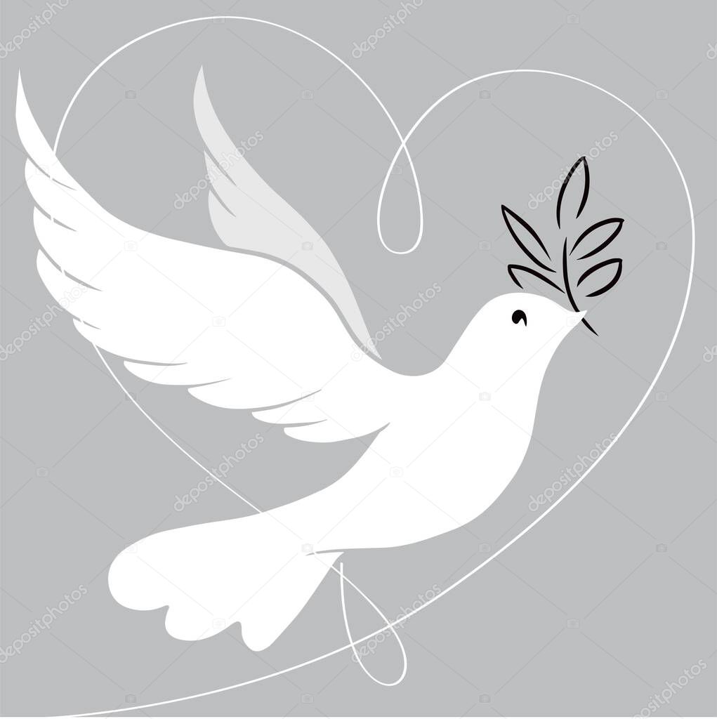 Hand-drawing silhouette background collection. Vector dove. Element for design.