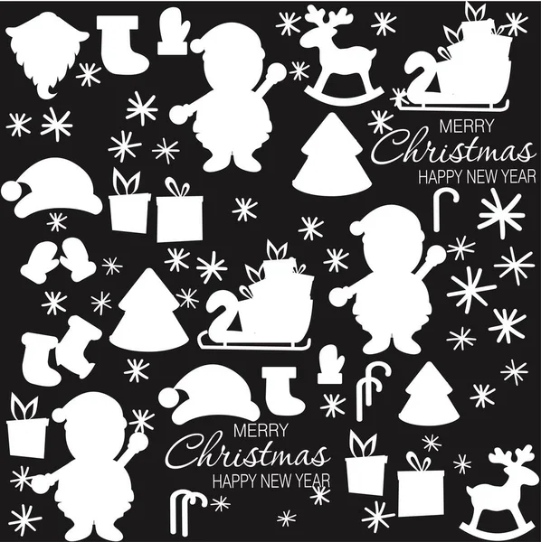 Drucken Handzeichnen Silhouette Hintergrundsammlung Vector Weihnachtsdekoration Element Für Design — Stockvektor