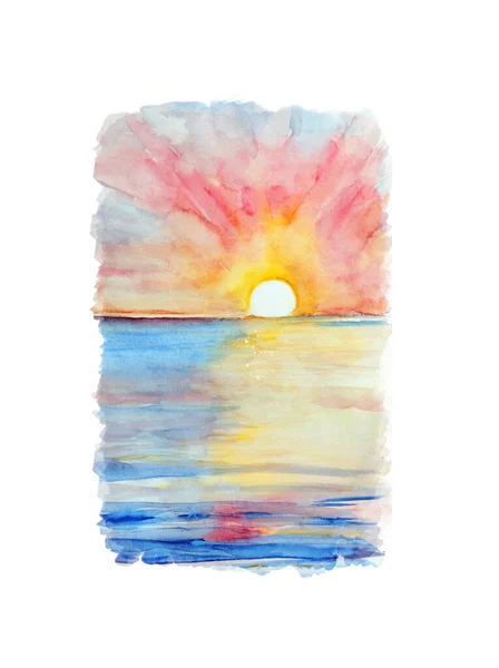 Collezione Aquarelle Pittura Mare Disegno Mano Illustrazione Arte — Foto Stock