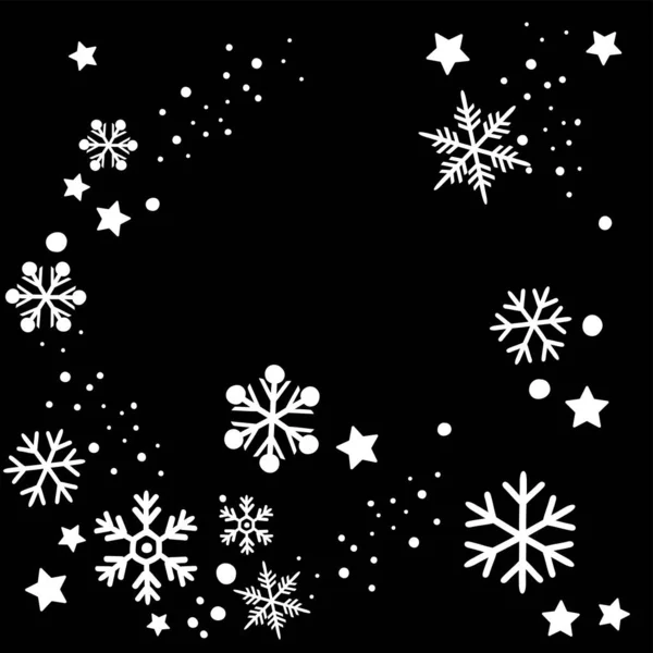 Imprimir Colección Fondo Silueta Dibujo Mano Vector Copo Nieve Elemento — Vector de stock