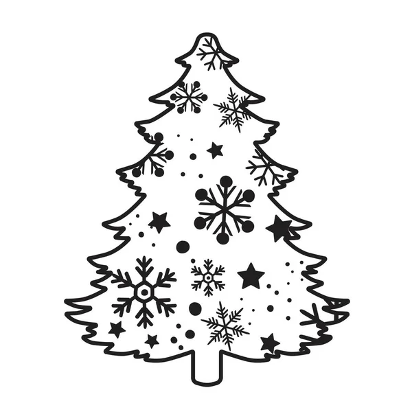 Imprimer Collection Fond Silhouette Dessin Main Décoration Vectorielle Arbre Noël — Image vectorielle