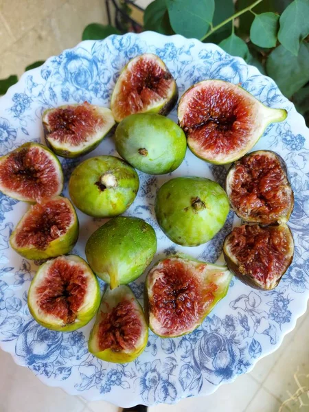 Fresh Figs Plate Background — Stock Photo, Image