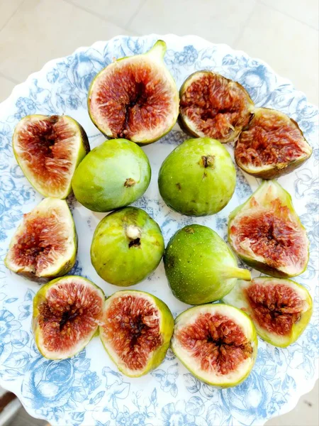 Fresh Figs Plate Background — Stock Photo, Image