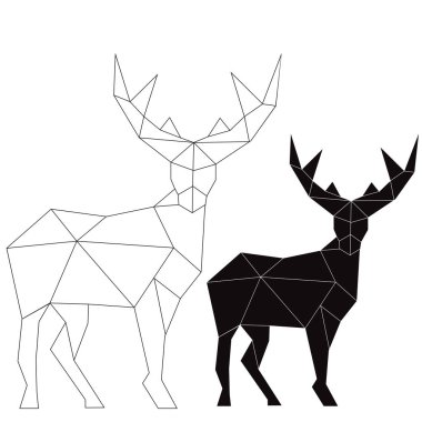 Vektör soyut çokgen geometrik noel sembolü. Geyik.