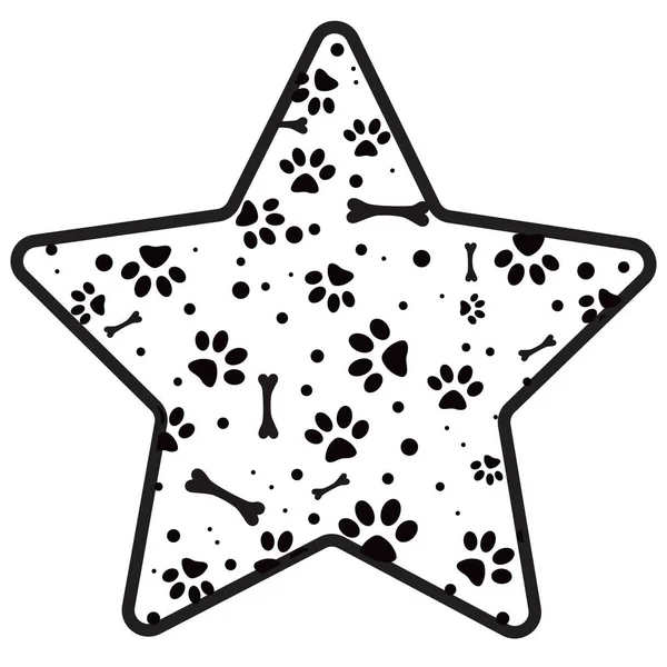 Animal Paw Bone Silhouette Heart Star Vector Illustration — 스톡 벡터