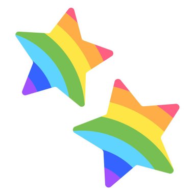 El çizimi siluet arka plan koleksiyonunu yazdır. Gökkuşağı süslemeli vektör yıldız. Tasarım elementi.