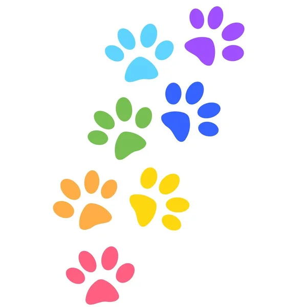 Animal Paw Silhouette Rainbow Vector Illustration — Stock Vector