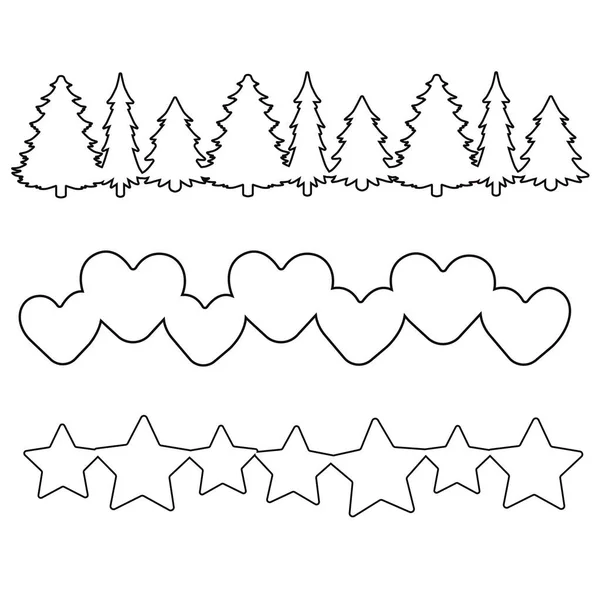 Друкувати Фон Силуету Ручного Малювання Векторне Серце Зірка Прикраса Сосни — стоковий вектор