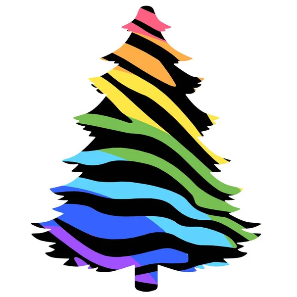 手描きシルエットクリスマスツリーを印刷します ベクトル松の木 デザインの要素 — ストックベクタ