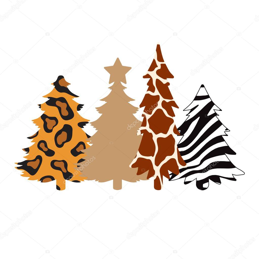 Print Hand-drawing silhouette christmas tree. Vector pine tree. Element for design.