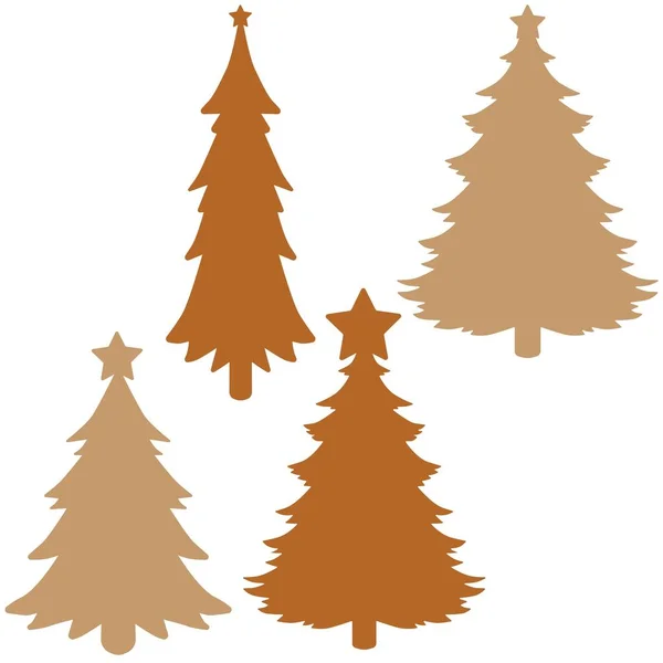 Drucken Handzeichnen Silhouette Weihnachtsbaum Vektorkiefer Element Für Design — Stockvektor