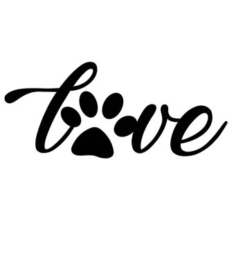 Parmak izi El, hayvan pençesi silueti çiziyor. Sevgi. Vektör illüstrasyon sanatı.