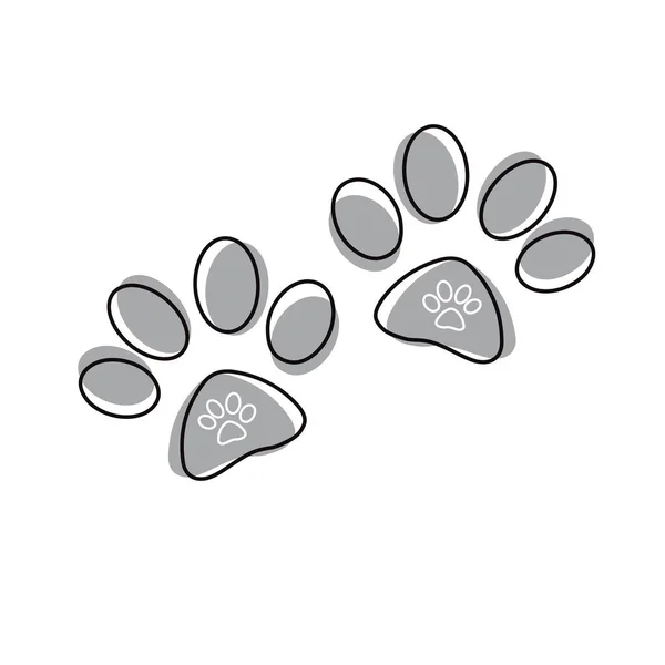 Print Hand Drawing Animal Paw Silhouette Vector Illustration Art — Stock Vector