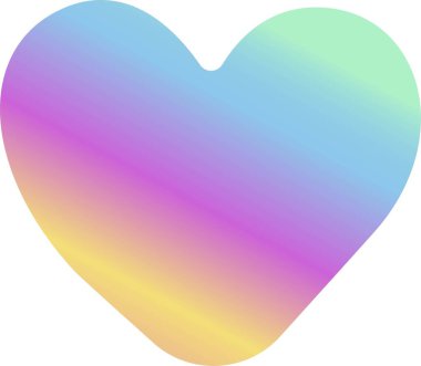 El çizimi siluet arka plan koleksiyonunu yazdır. Gökkuşağı süslemeli vektör kalp sembolü. Tasarım elementi.