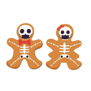 Maskeli zencefilli çörek, Cadılar Bayramı vektör illüstrasyonunu kutlamak