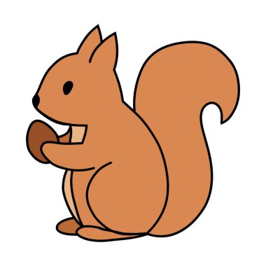 Fındık ikonlu sincap, çizgi film tarzı.