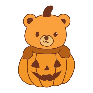 Beyaz arka planda izole edilmiş şirin balkabağı çizgi filmi. vektör illüstrasyonu