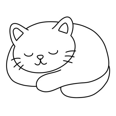 kedi, şirin, vektör çizimi, karalama, siyah, izole