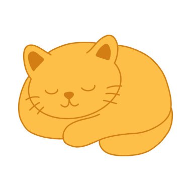 Uyuyan kedi, illüstrasyon, beyaz arkaplanda vektör.