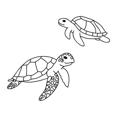 Çocuk vektörü için kaplumbağa boyama kitabı