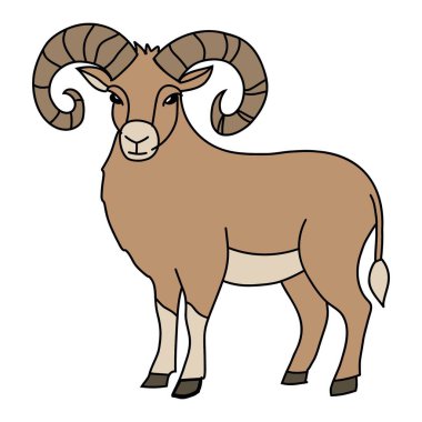 Çiftliğin arka planında boynuzlu bir keçi