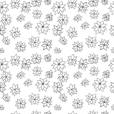 Elle çizilmiş karalama çiçek elementleriyle vektörsüz desen.