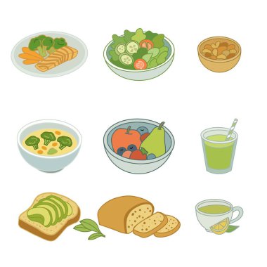 yiyecek ve içecek ikonları vektör belirler