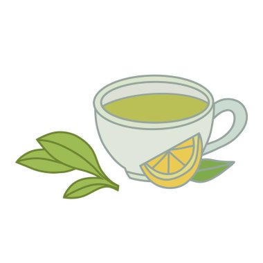 Limonlu çay fincanı ve yaprak simgesi