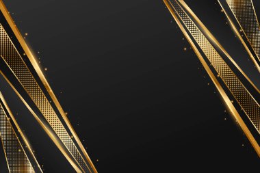 Parlak Çapraz Çizgileri olan soyut Siyah ve Altın Lüks Özgeçmiş. Modern Premium Şablonu