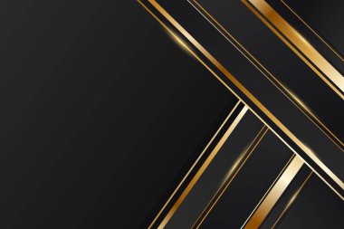 Siyah ve Altın Lüks Premium Arka plan. Poster, Etkinlik, Vip Gala, Web Sitesi, Satış Bayrağı, Davetiye Altın Çizgileri ile Gerçekçi Platform. Özet Siyah ve Altın Lüks Arkaplan