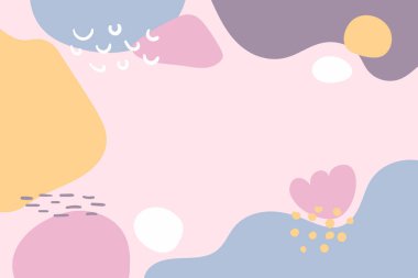 Soyut Şekiller ve Çizgiler ile Pastel Yaratıcı Arkaplan. Minimal Modern Arkaplan. Vektör illüstrasyonu