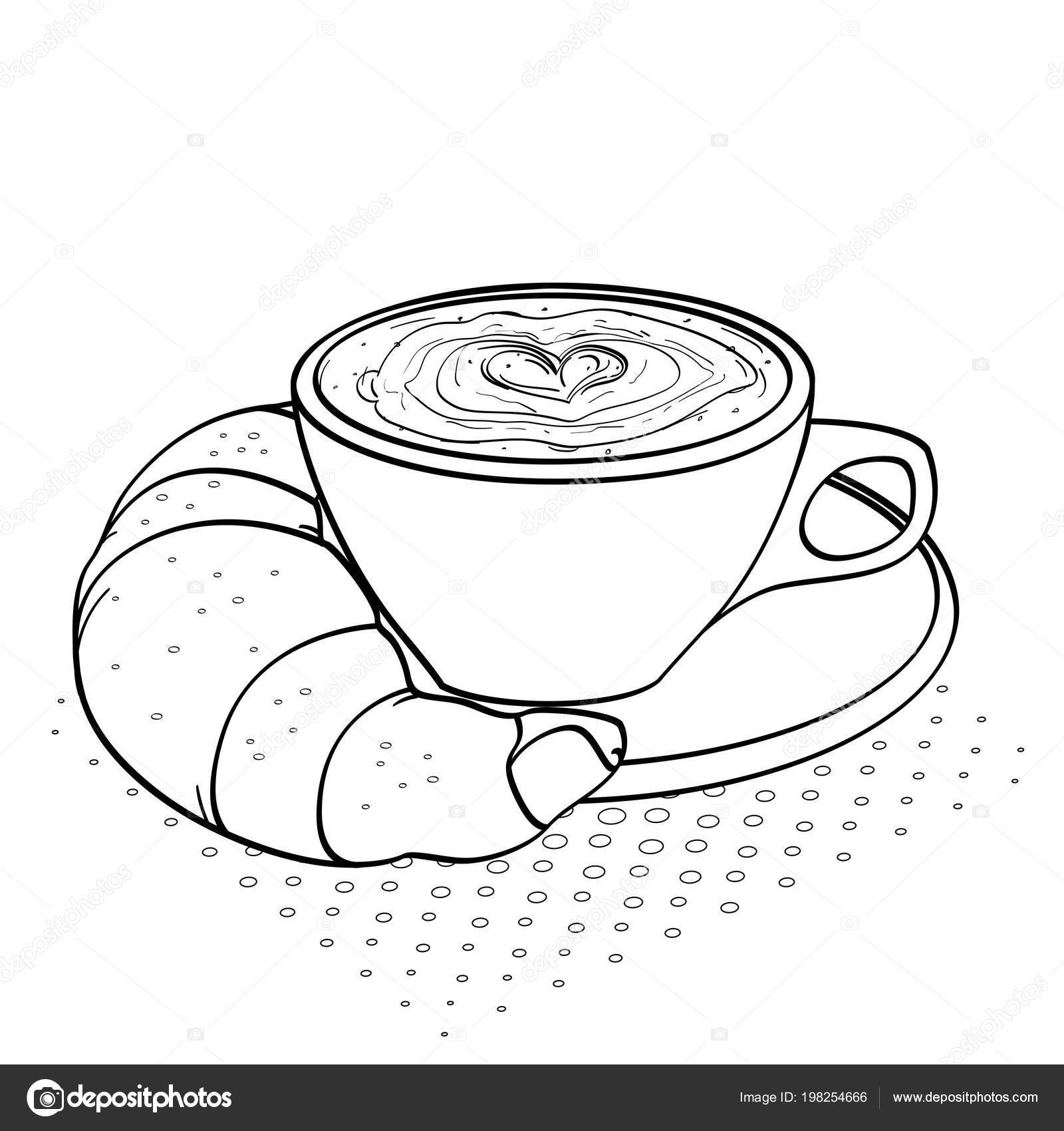 Childrens Kleurplaat Zwarte Lijnen En Witte Achtergrond Ontbijt