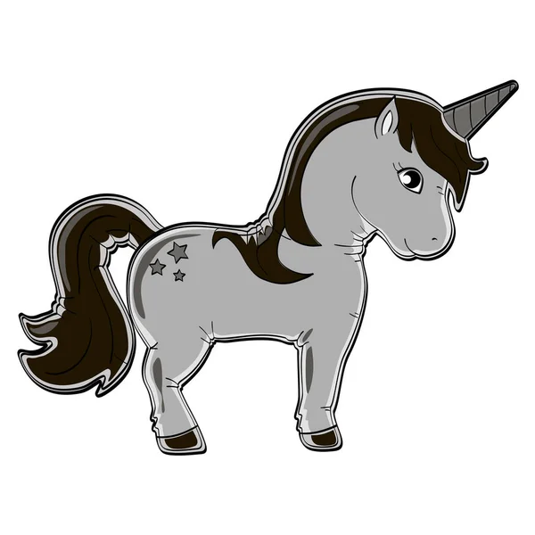 Objeto aislado sobre fondo blanco. Caballo de animal, unicornio. Sombras vectoriales de negro — Vector de stock