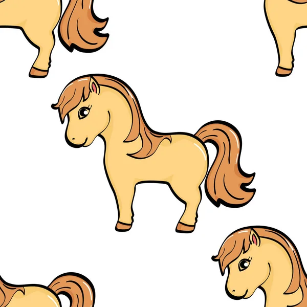 Fondo sin costuras, objeto animal. Un caballo, un pony . — Vector de stock