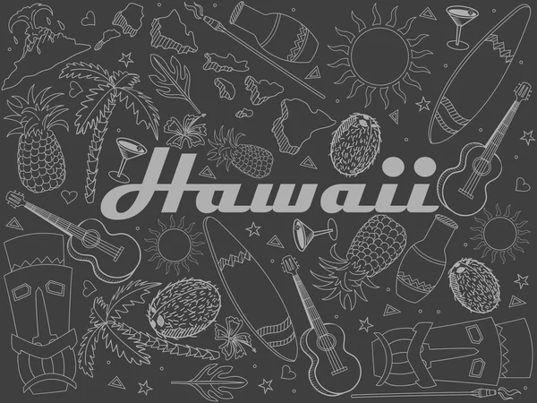 Χαβάη κομμάτι του διανύσματος σχεδιασμό τέχνη γραμμή κιμωλίας. Ξεχωριστά αντικείμενα. Χέρι doodle σχεδιαστικά στοιχεία. — Διανυσματικό Αρχείο