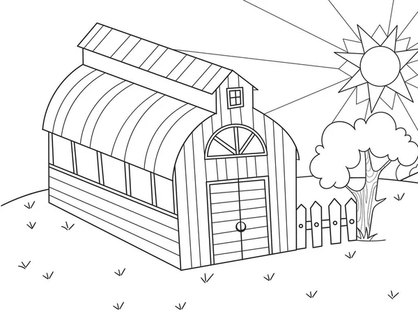 La ubicación de la agricultura. Hangar para comida para animales. Granero. Raster de un libro para colorear libro, una caricatura para niños — Foto de Stock