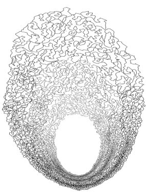 Bir kara delik Spacetime bir bölgedir. Karalamalar, stil Zentangle. Siyah ve beyaz.