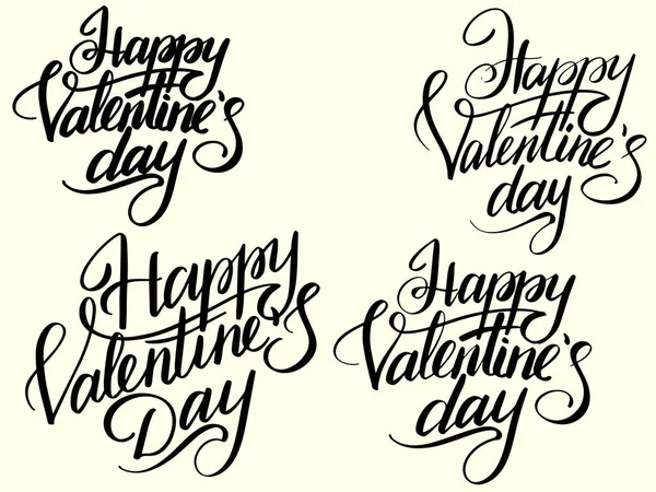 Zestaw Happy Valentines Day typograficzne literowanie na białym tle na retro kolor. Czarne litery — Zdjęcie stockowe