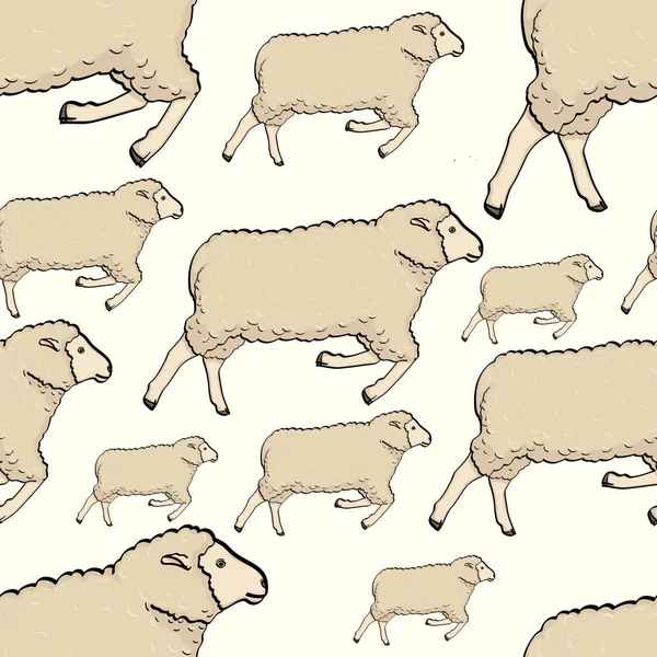 Cor sem costura padrão de ovelhas bonito. Vector fundo infantil — Vetor de Stock