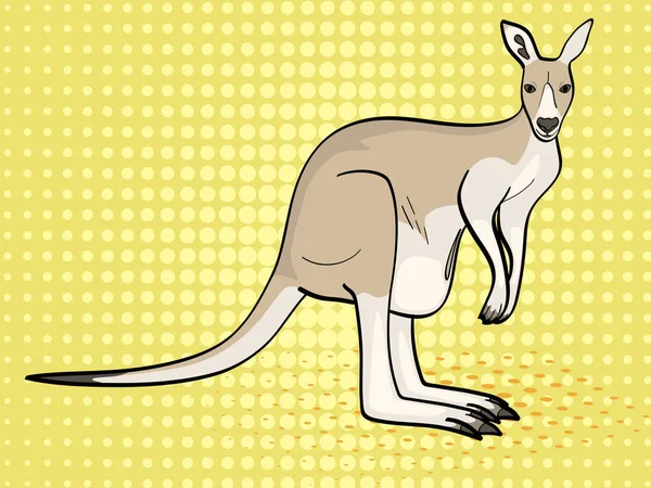 Pop art bakgrund, sand färg, gult och orange. Ett djur är en Kanada, en känguru hona. Vektor — Stock vektor