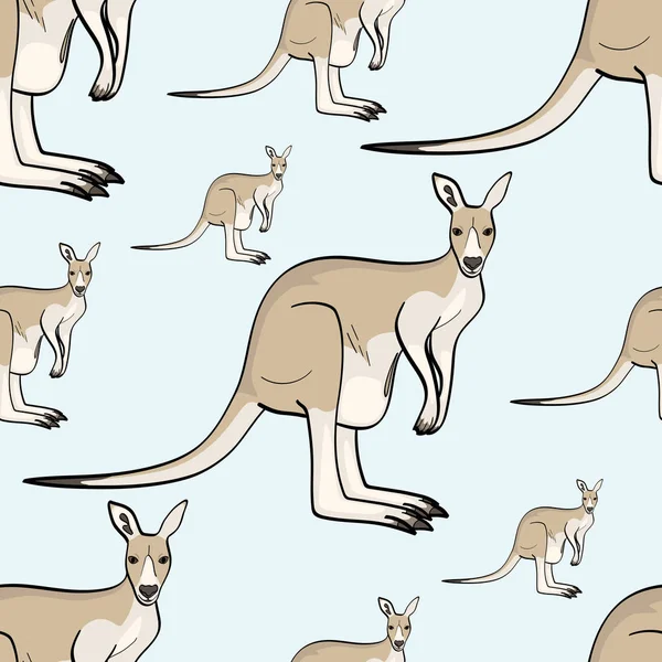 Kangaroo djur är en Kanada sömlösa mönster. Vector bakgrund. — Stock vektor