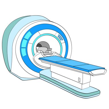 Tarayıcı tarayıcı bilgisayarlı tomografi, manyetik rezonans görüntüleme makine, tıbbi ekipman. Beyaz nesne