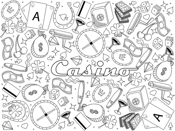 Casino hat sanat raster tasarlamak. Elle çizilmiş doodle tasarım